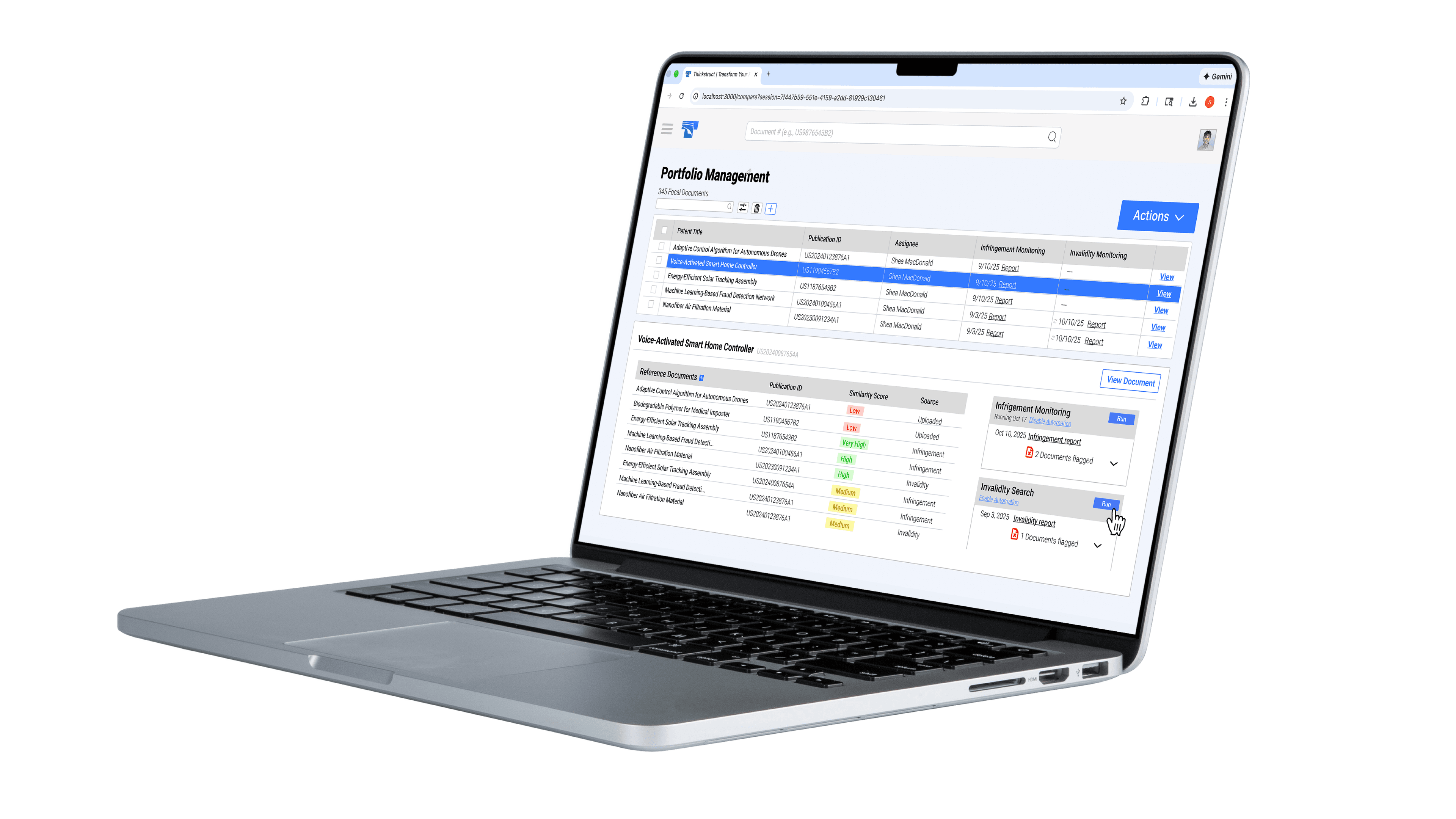 Thinkstruct Portfolio Management Interface